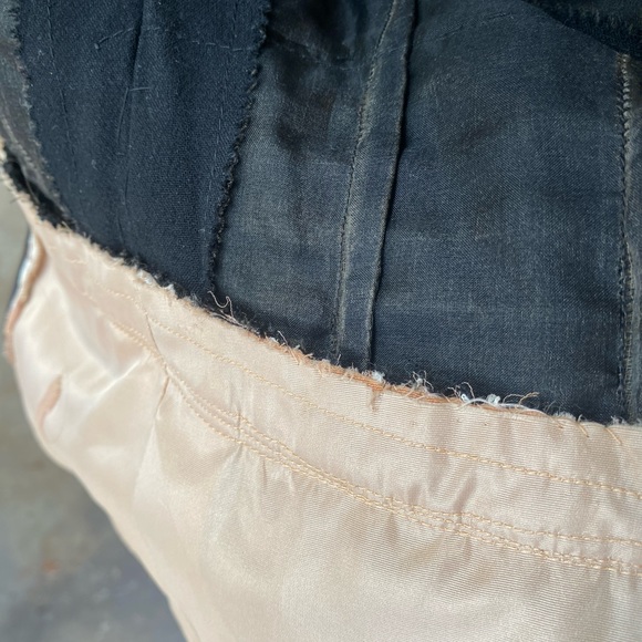 Vtg 60s Black Ivory Floral Lace Cocktail Dress Rhinestone Sz S Handmade As Is - Picture 8 of 13